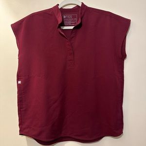 women’s FIGS maroon scrub top